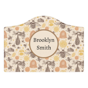 Personalized Vintage Honey Bumblebee Door Sign