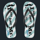 Personalized Vintage I am Her Mr. Stripes Flip Flops<br><div class="desc">Personalized Vintage I am Her Mr. Stripes Pattern - Photo Props! Honeymoon Beach Attire</div>