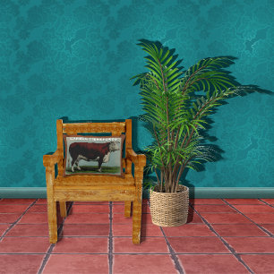 Personalized Vintage Illustration of Hereford Cow Decorative Pillow