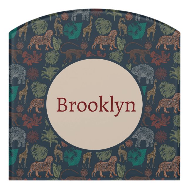 Personalized Vintage Jungle Safari  Door Sign (Contour Front)