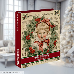 Personalized Vintage Kids Christmas Ring Binder