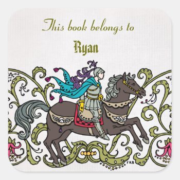 Personalized Vintage Knight Book Label by BabiesGalore at Zazzle