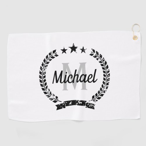 Personalized vintage laurel crest name monogram golf towel