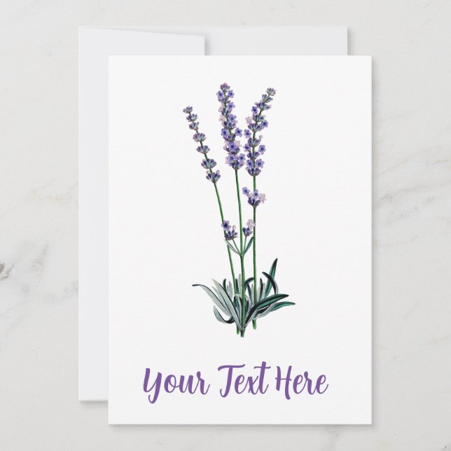 Personalized Vintage Lavender Flower Invitation (Front)
