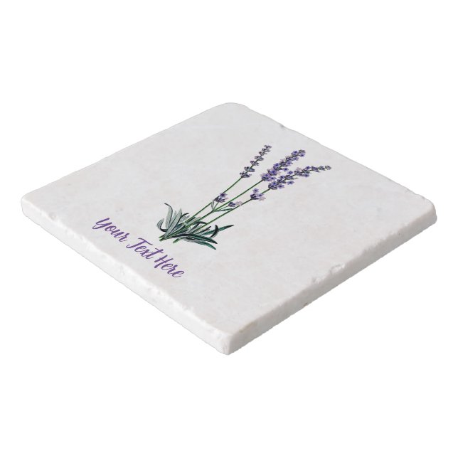 Personalized Vintage Lavender Flower Stone Trivet (Corner)