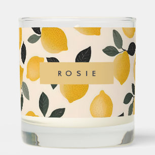 Personalized Vintage Lemons with Green Leaves Scented Candle