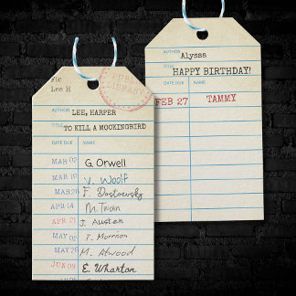 Personalized Vintage Library Card  Gift Tags