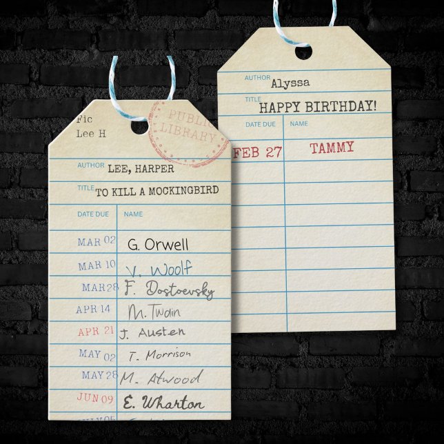 Personalized Vintage Library Card  Gift Tags (Creator Uploaded)