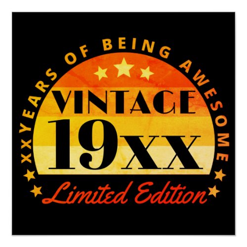 Personalized Vintage Limited Edition Birthday Poster