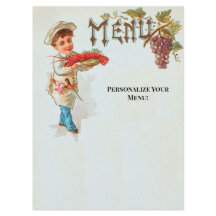 Personalized Vintage Lobster Dinner Flat Menu