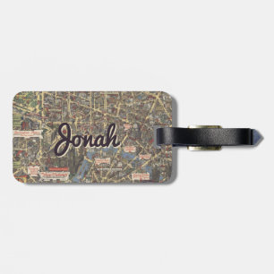 Personalized vintage London map luggage tag
