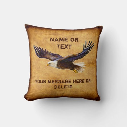Personalized Vintage Look Eagle Gifts for Him Throw Pillow