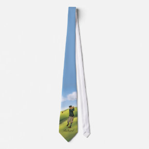 Personalized Vintage look golfer golf Tie