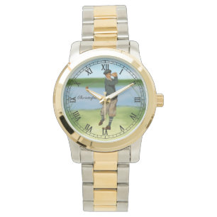 Personalized Vintage look Golfer Golf Watch