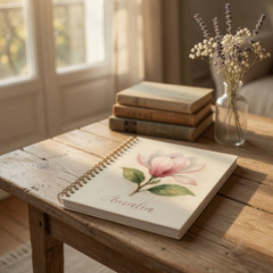 Personalized Vintage Magnolia Spiral Notebook