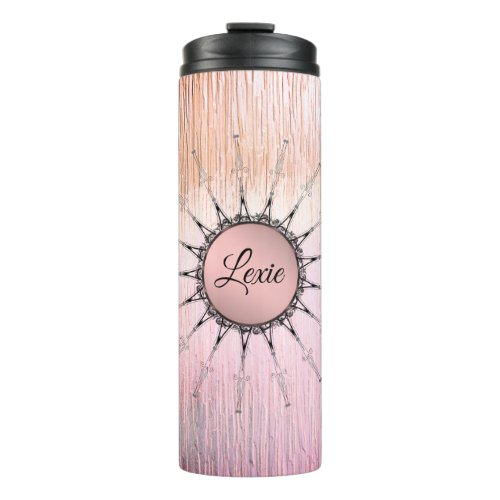 Personalized Vintage Mandala on Frosted Pink Thermal Tumbler