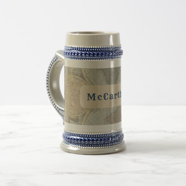 Personalized Vintage Map Beer Stein (Front Left)