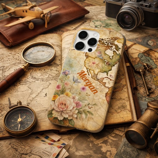 Personalized Vintage Map Case-Mate iPhone Case (Creator Uploaded)