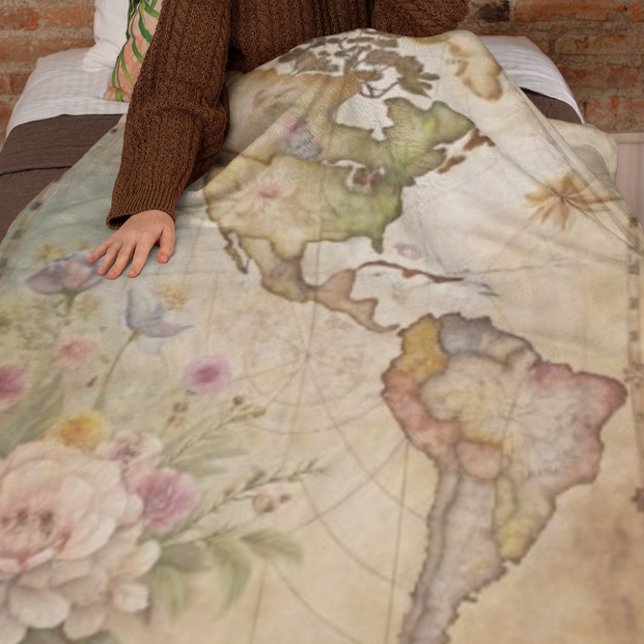 Personalized Vintage Map Fleece Blanket (Creator Uploaded)