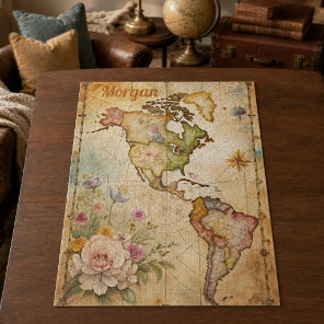 Personalized Vintage Map Jigsaw Puzzle