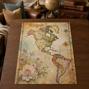 Personalized Vintage Map Jigsaw Puzzle