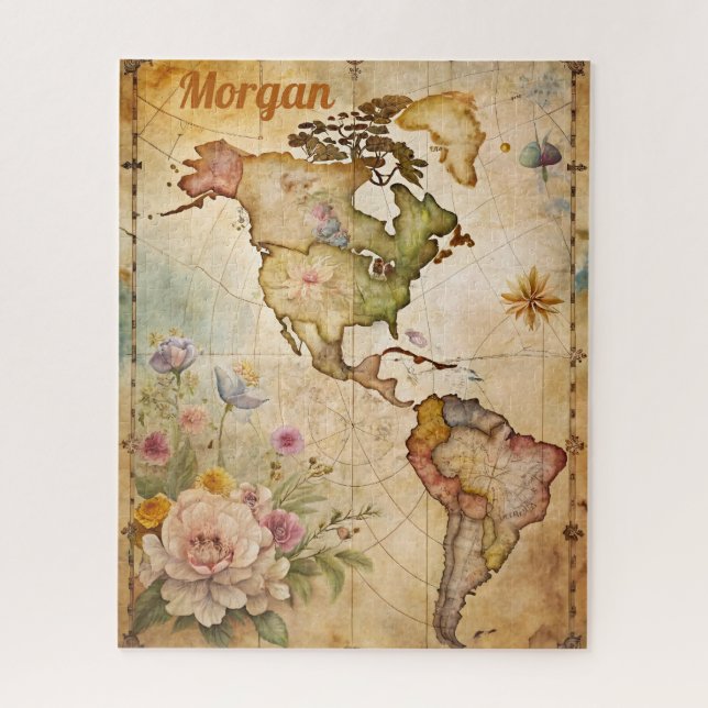 Personalized Vintage Map Jigsaw Puzzle (Vertical)