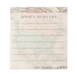 Personalized Vintage Map To Do List Notepad