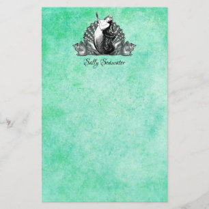 Personalized Vintage Mermaid with Seashells Stationery