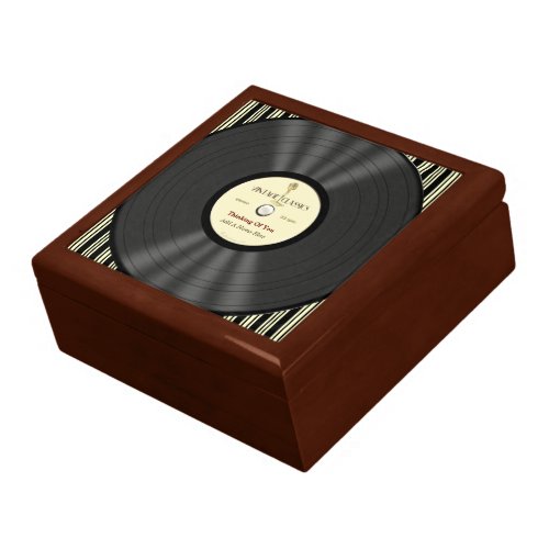 Personalized Vintage Microphone Vinyl Record Jewelry Box