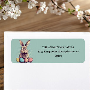 Personalized Vintage Mint Bunny & Egg Easter  Label