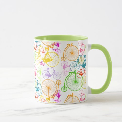 Personalized Vintage Modern Bicycle Neon Pattern Mug