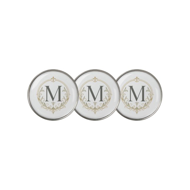 personalized vintage monogram golf ball marker (3 Up)