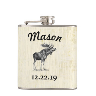 Personalized Vintage Moose Flask