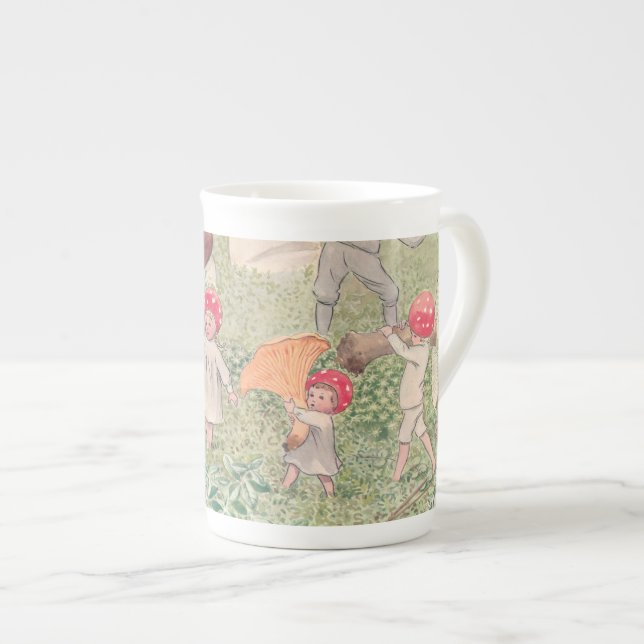 Personalized Vintage Mushroom Fairies Mug (Front Right)
