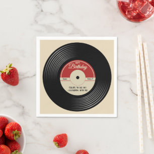 Personalized Vintage Music Theme Party Decor Napkins
