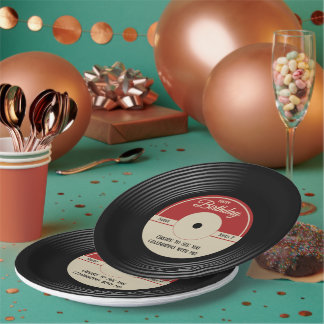 Personalized Vintage Music Theme Party Decor Paper Plates