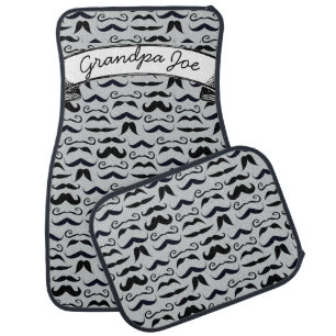 Personalized Vintage Mustache Pattern Car Floor Mat