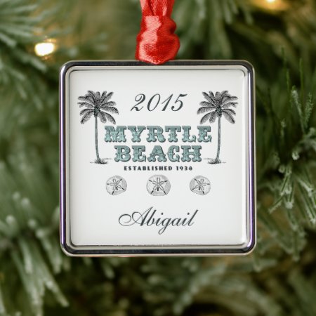 Personalized Vintage Myrtle Beach Sc Christmas Metal Ornament