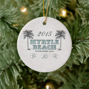 Personalized Vintage Myrtle Beach South Carolina Ceramic Ornament