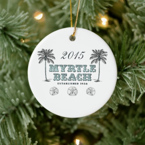 Personalized Vintage Myrtle Beach South Carolina Ceramic Ornament