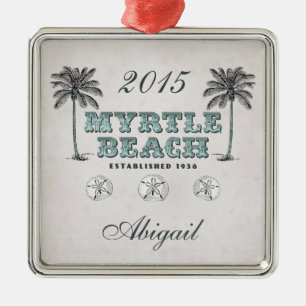 Personalized Vintage Myrtle Beach South Carolina Metal Ornament