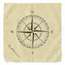 Personalized Vintage Nautical Compass Rose Ivory Bandana
