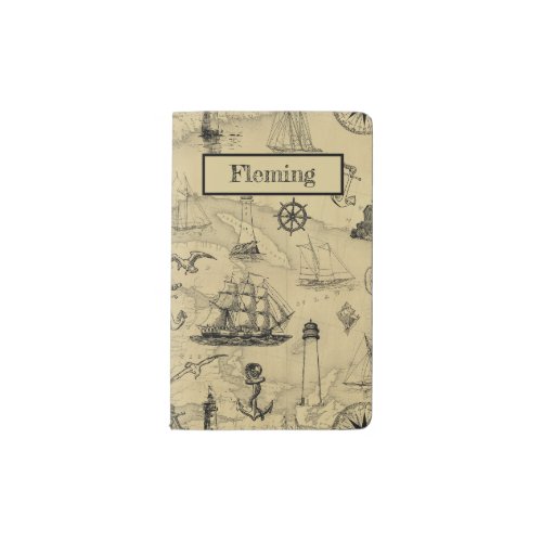 Personalized Vintage Nautical Old Map Pattern Pocket Moleskine Notebook