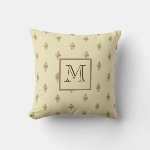 Personalized Vintage Nautical Seashell Watercolor Throw Pillow