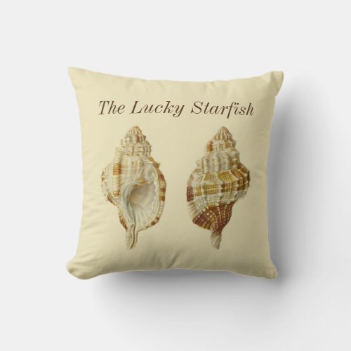 Personalized Vintage Nautical Seashell Watercolor Throw Pillow