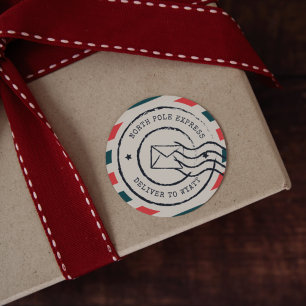 Personalized Vintage North Pole Express Classic Round Sticker
