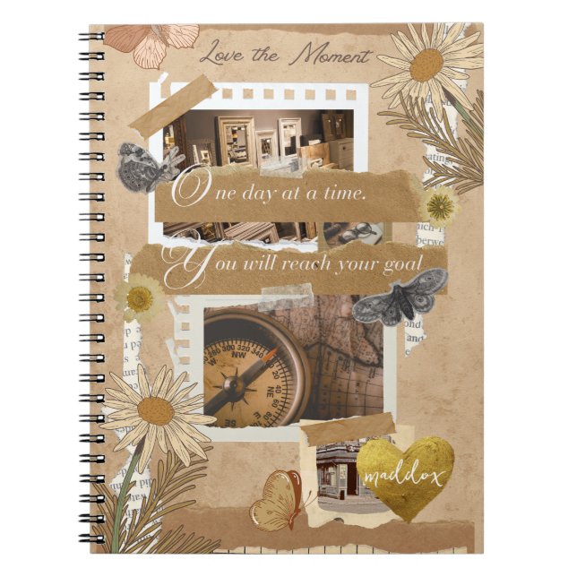 Personalized Vintage Notebook - Love the Moment (Front)