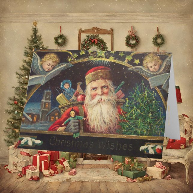 Personalized Vintage Old Classic Santa Holiday Card (Creator Uploaded)