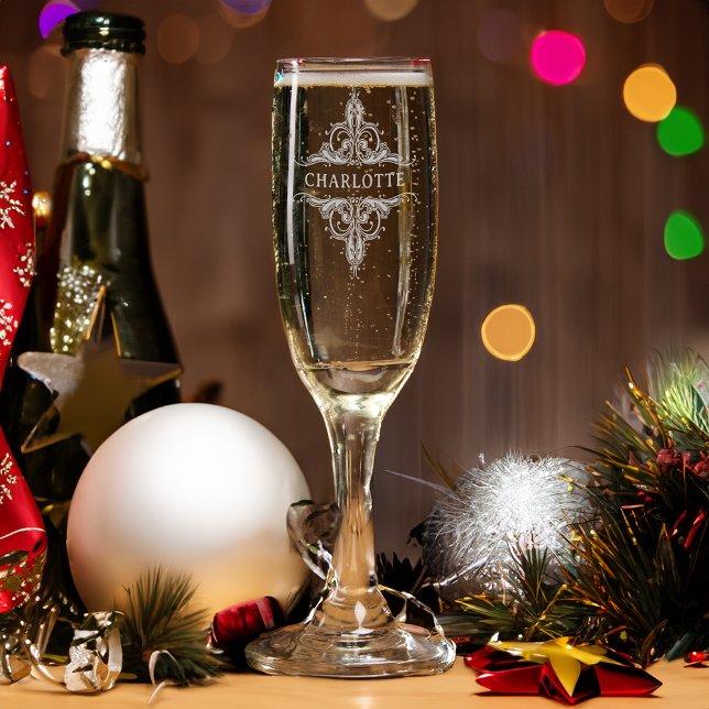 Personalized Vintage Ornamental Dividers Champagne Flute (Creator Uploaded)