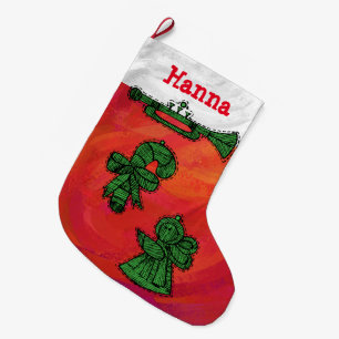 Personalized Vintage Ornaments Christmas Large Christmas Stocking
